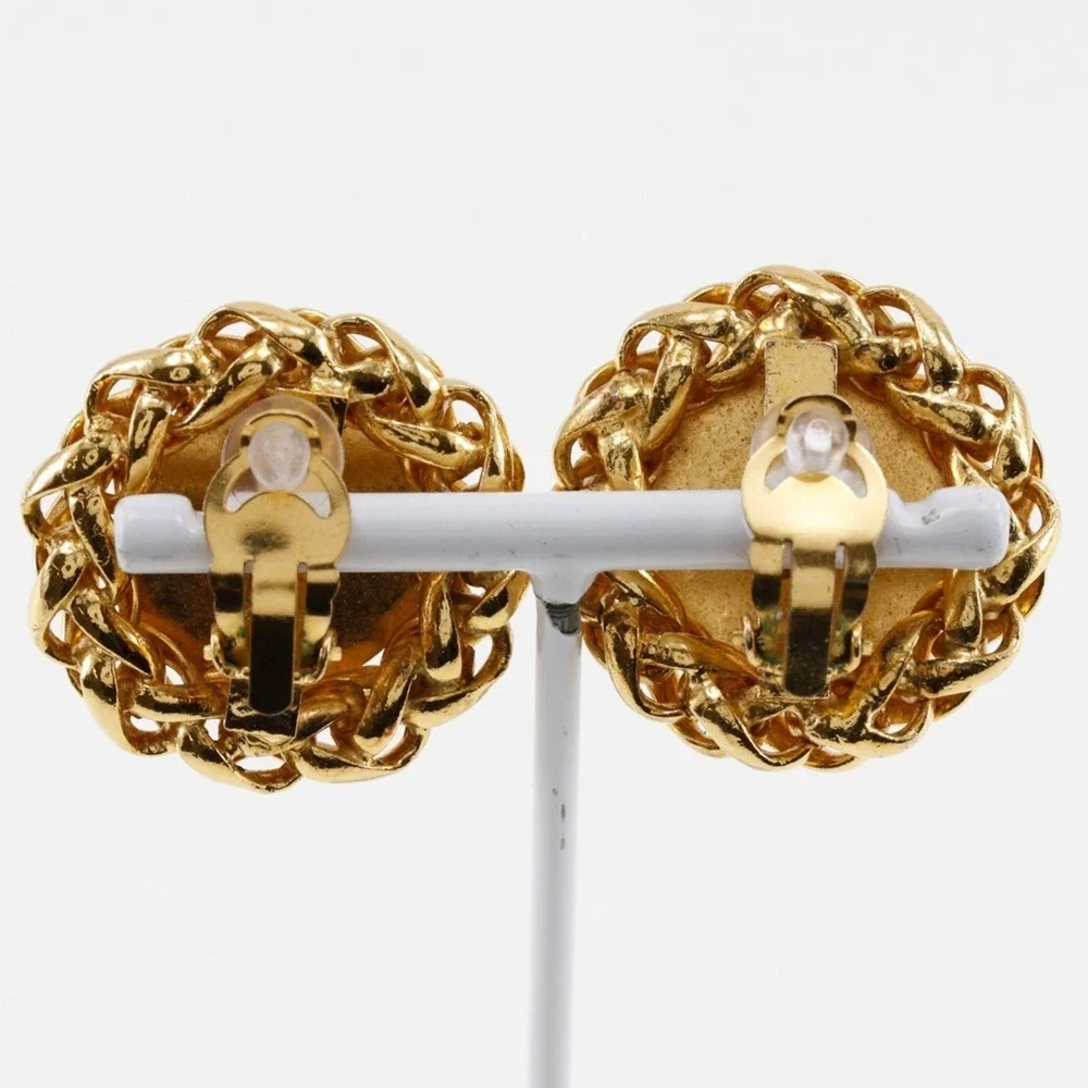 CHANEL Vintage Gold Logo Earrings